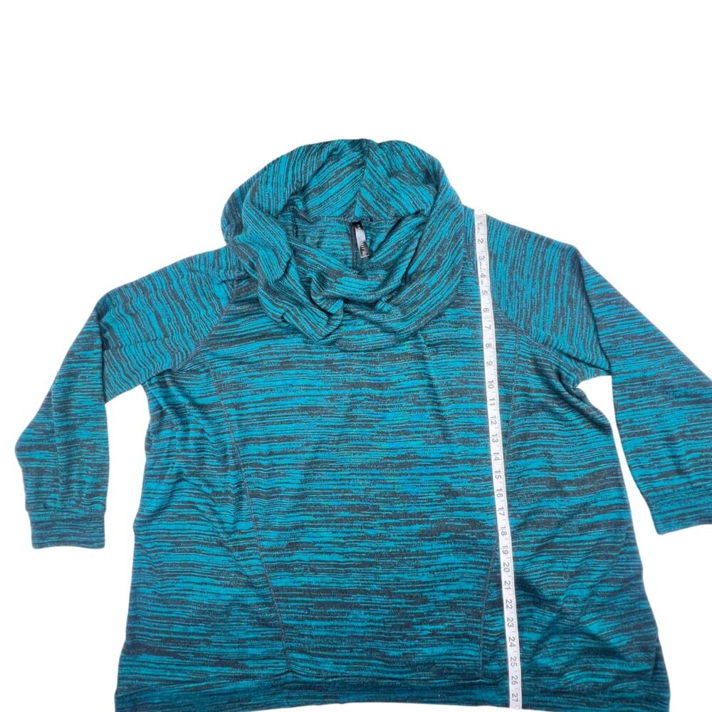 Massini Top Womens 3X Teal Cowl Neck Heathered Relaxed Fit Casual Soft Sweater - Picture 4 of 9
